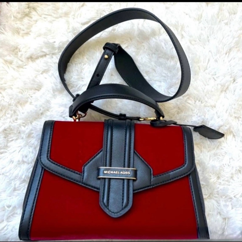 RARE Michael Kors Black and Red top handle